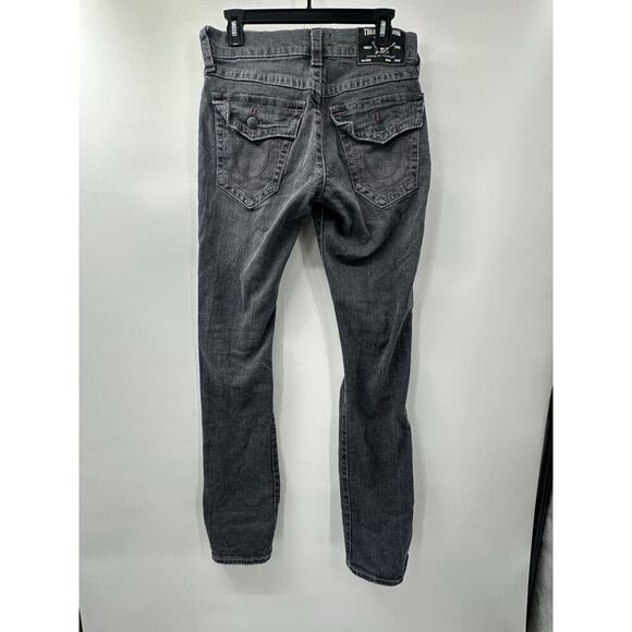 True Religion Men's Ricky Relaxed Straight Black & Purple Distressed Jeans 29x32 - Picture 3 of 8